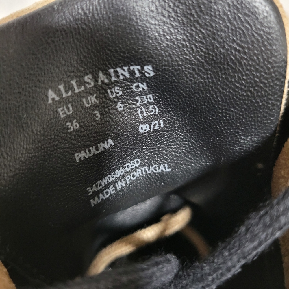 All Saints Paulina Suede Buckle Moto Combat Boots - Picture 7 of 7